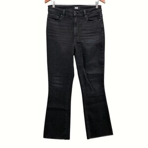 PAIGE Claudine Jeans Womens 30 10 Black Ankle Flare High Rise Raw Hem Retro
